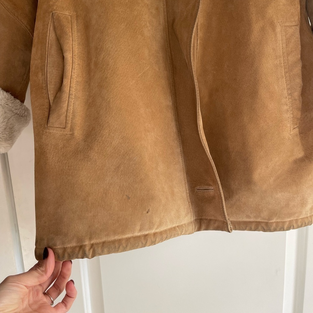 Women's Tan Leather Jacket with Cream Fur Lining - Picture 2 of 7